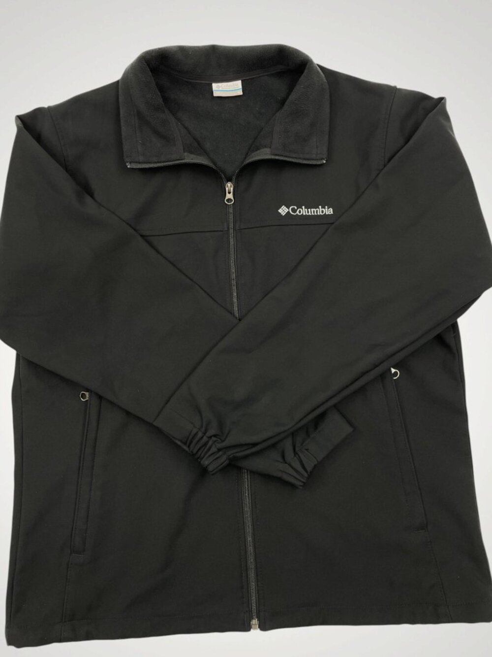 COLUMBIA Bowen Lake Softshell Jacket Fleece Lined Black Water Resistant Men’s L